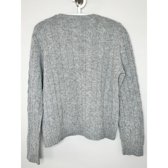 Lauren Ralph Lauren Cable Knit Lambswool Crest Sweater Gray Y2K Classic Preppy - Picture 6 of 6